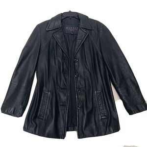 Vintage Winlit Jacket Womens Small Black Leather Tailored Fit Blazer Pockets